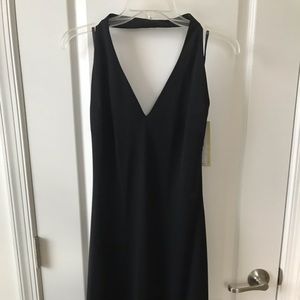 Sexy black halter dress, ruffle trim